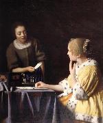 Johannes Vermeer Mistress and maid oil painting reproduction